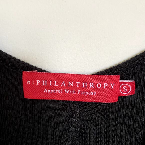 n: Philanthropy Ribbed Lace up Front Sleeveless Mini Dress in Black Small - Picture 6 of 10